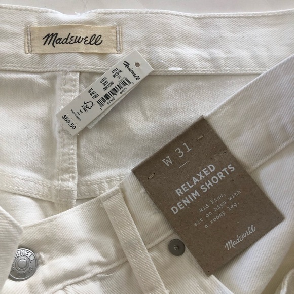 Madewell Relaxed Denim Button Fly Raw Hem Denim Shorts Size 31 - Picture 7 of 14